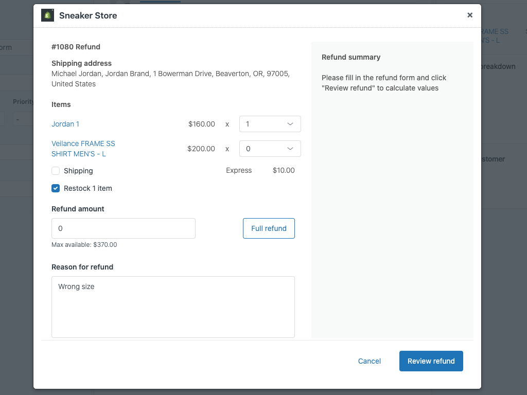 Shopify for Zendesk feature detail — eComm and Payments app on the Zendesk Marketplace